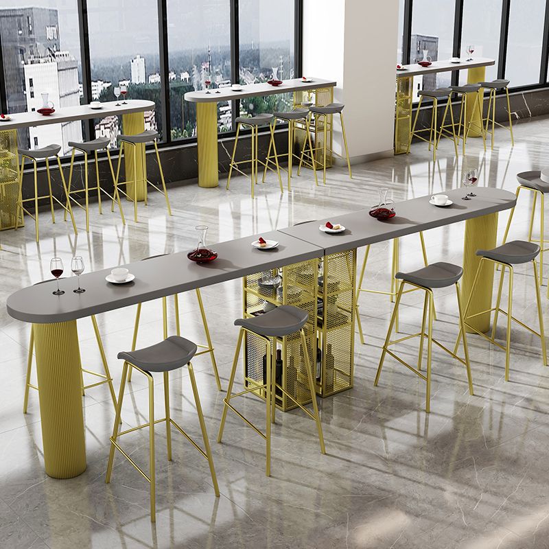 Metal Contemporary Freeform Dining Table Pine Wood Top Table