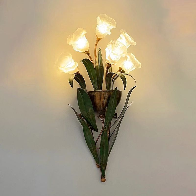 Flower Shape Glass Wall Sconces Modern Multi-Lights Wall Mount Light Fixture