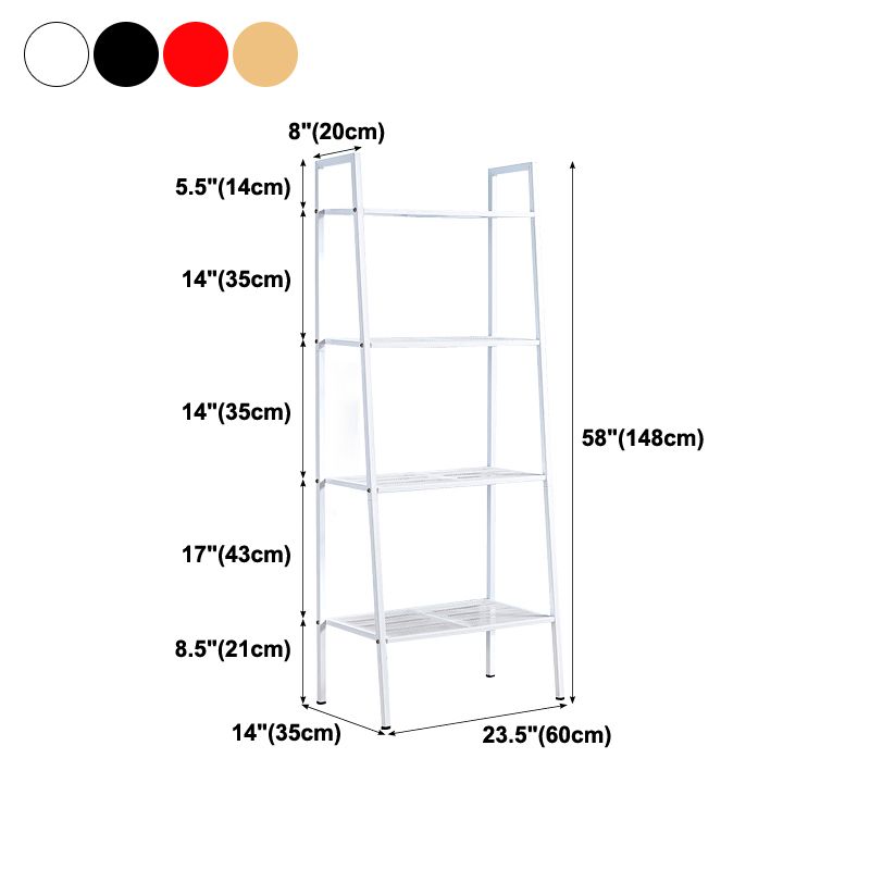 Modern Style Bookshelf Ladder Open Back Metal Bookcase for Home