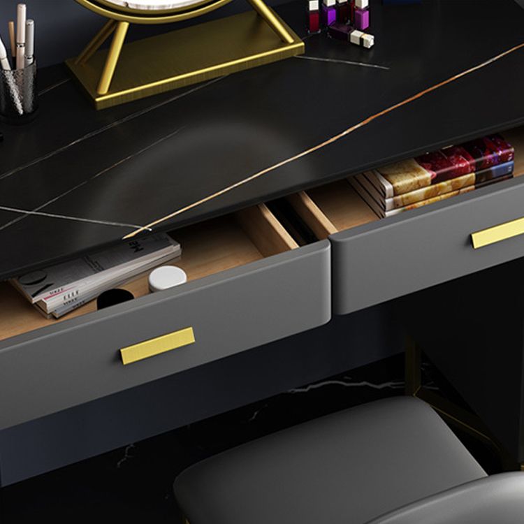 51.2" H Slate Vanity Makeup Desk with Storage Shelves and 5-Drawer