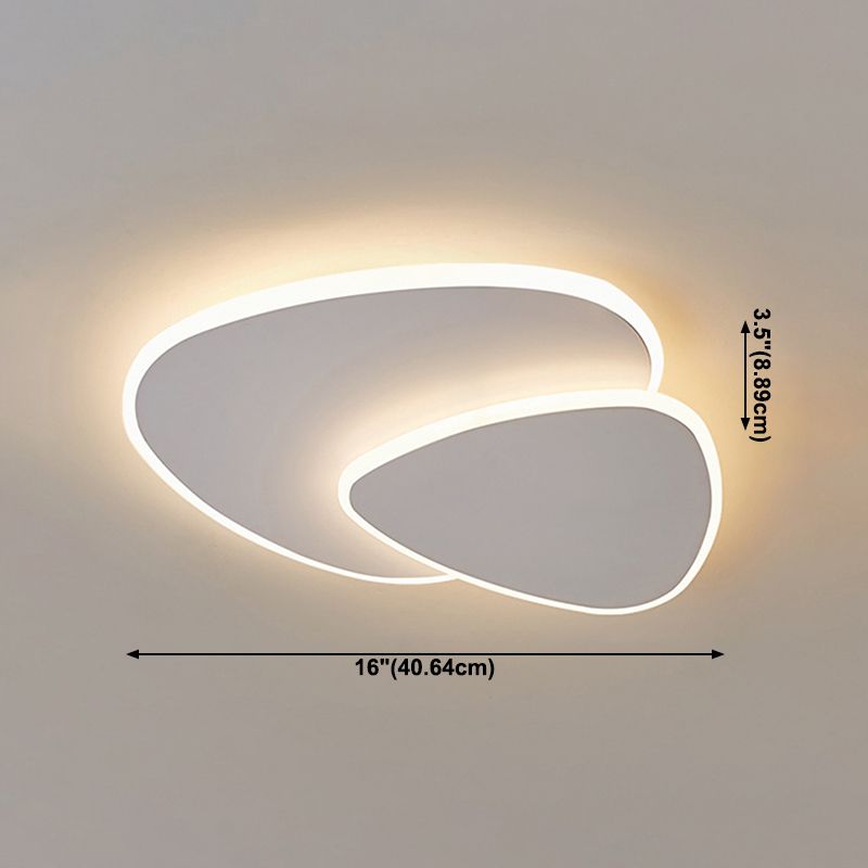 Lámpara de techo LED blanca acrílica con montaje empotrado ovalado de hierro lacado moderno y sencillo