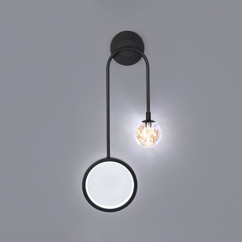 2-Light Round Wall Lighting Ideas Modern Style Metal Wall Mount Lamp