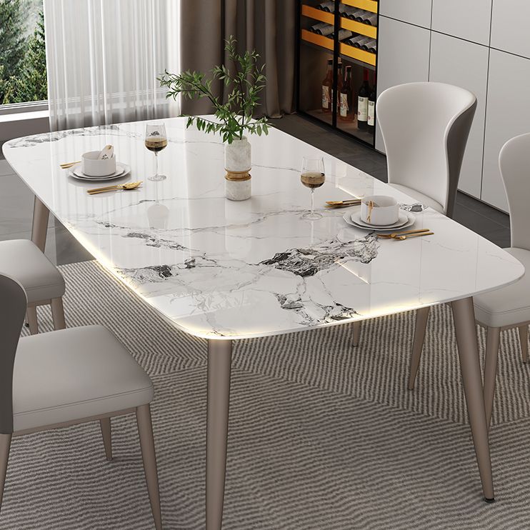 Luxury Rectangle Fixed Dining Table Sintered Stone Home Kitchen Table with 4 Legs