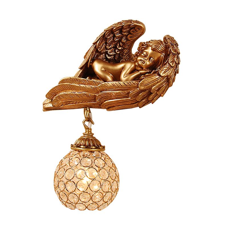 Pasillo de ángel para dormir Luz de la pared de pared de la pared de la pared de la pared de oro oscuro de 1 cabeza con sombra de cristal facetado del globo, izquierda/derecha