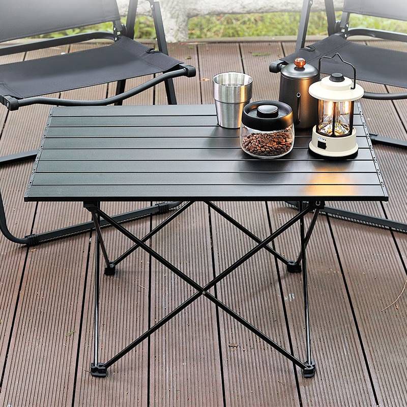 Industrial Style Patio Table Outdoor Rectangular Metal Camping Table