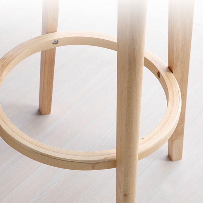 Scandinavian Rubberwood Home Stool Matte Finish Upholstered Bar Stools