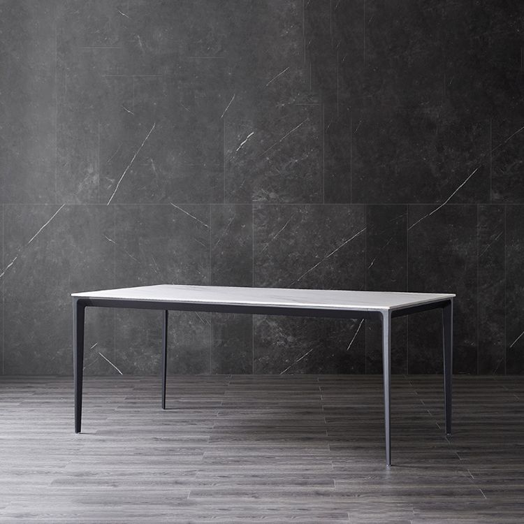 Stone Top Dining Table Contemporary Dining Table with 4 Black Legs