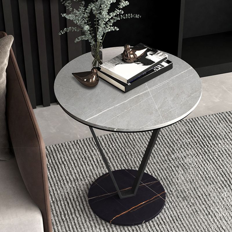 Minimalist Round Side End Table Abstract Slate Sofa Corner Table