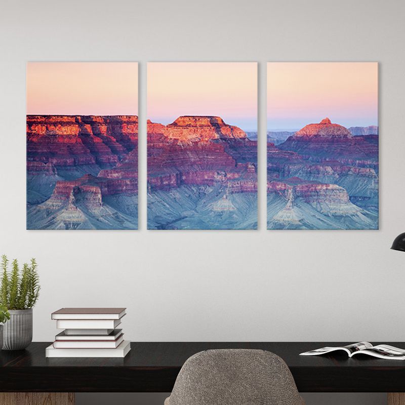 Photography Canvas Modern Style Wall Art Print Mountains Landscape in Pastel Color, Set of Three