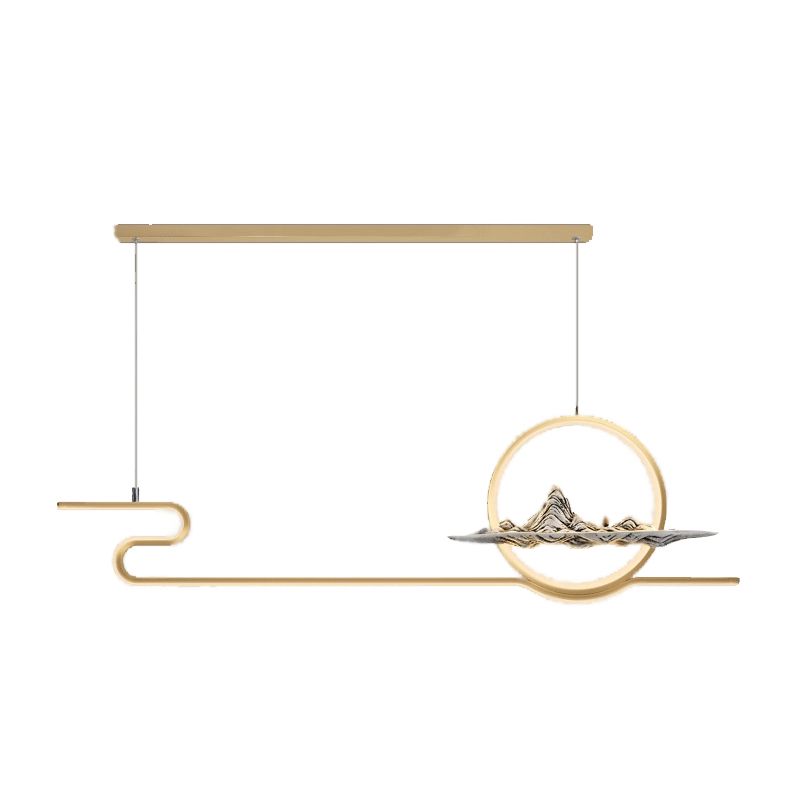 Modern Linear Island Lighting Fixtures Metal 2-Light Pendant Lighting