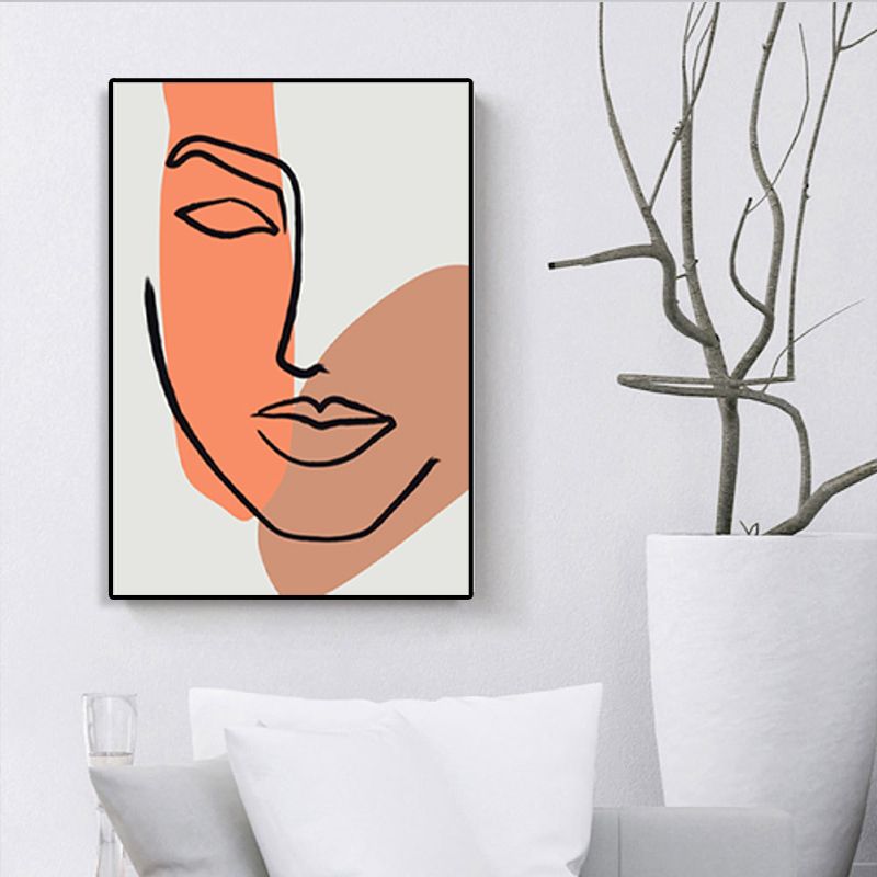 Textured Figure's Face Wall Decor Canvas Scandinavian Style Painting for Living Room