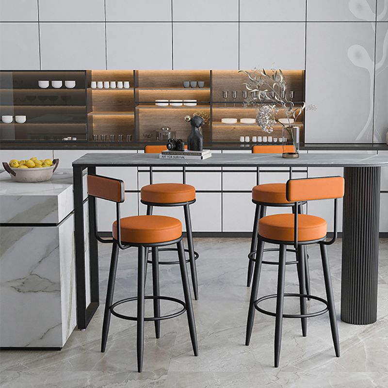 Scandinavian Upholstered Stools for Home Armless Low Back Stools with 4 Metal Legs