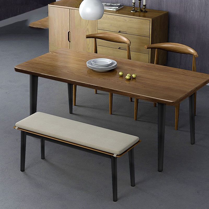 Natural-Brown Solid Wood Dining Table Rectangular Modern Furniture with 4 Legs