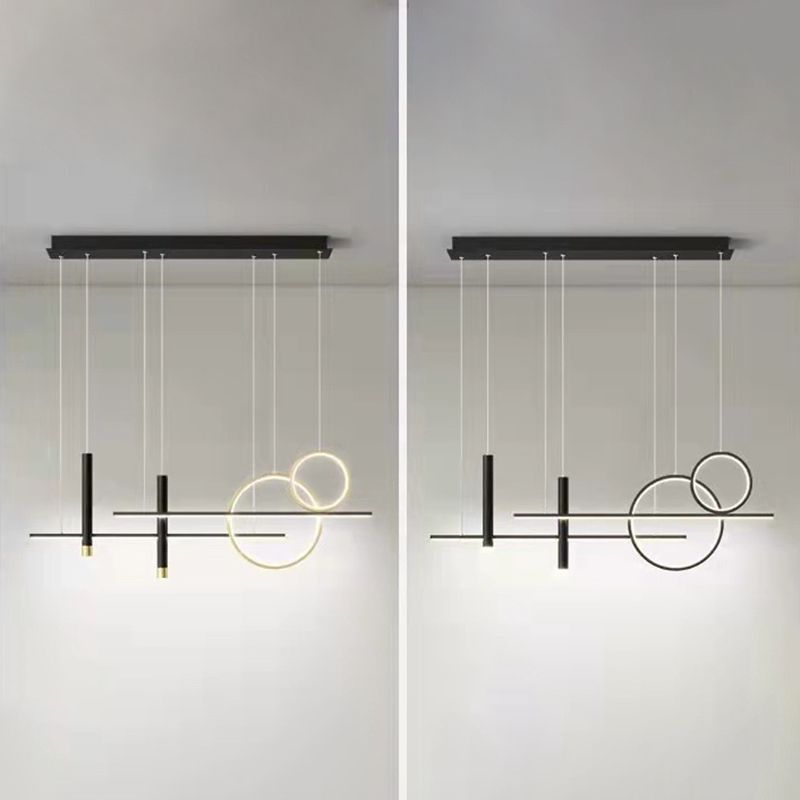 Luz de hierro forjado de isla LED lineal moderna Luz de hierro forjado con sombra de silicona