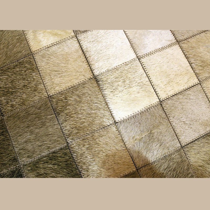 Simplicity Geometric Pattern Rug Retro Carpet Anti-Slip Cowhide Patchwork Carpet for Home Decor