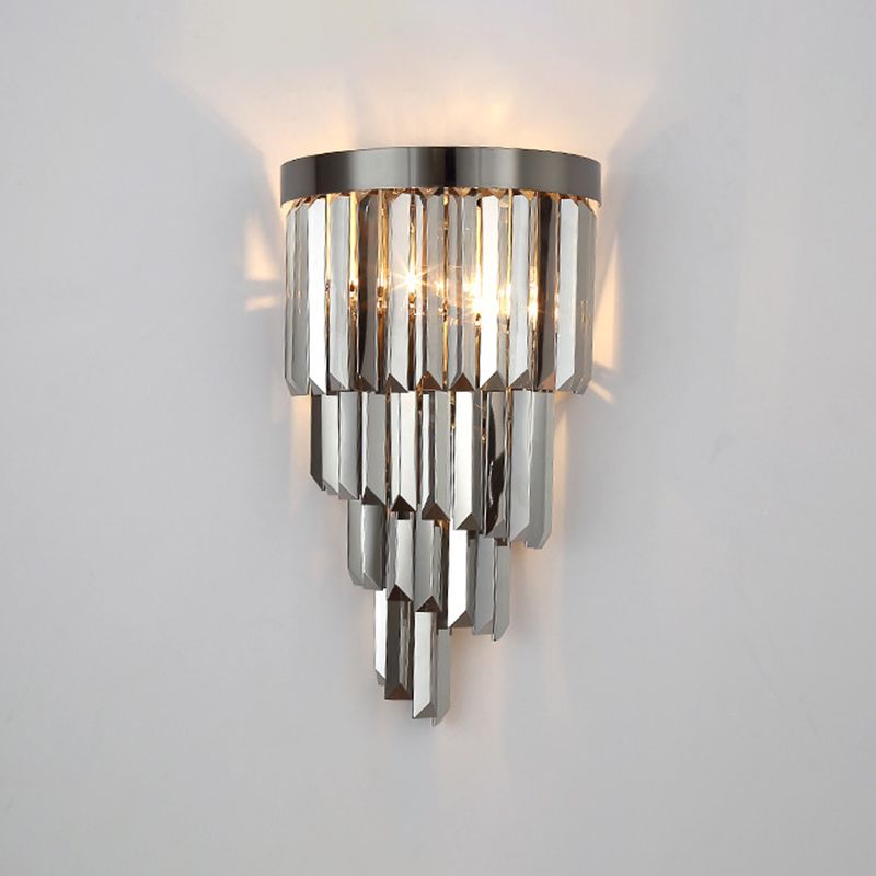 Crystal Geometric Shape Wall Sconce Modern Style 2 Lights Wall Light Fixture in Gray