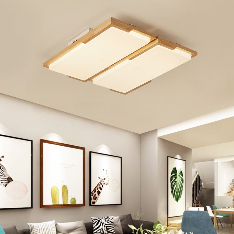 Plafonnier LED moderne en bois, luminaire de plafond encastré pour le salon