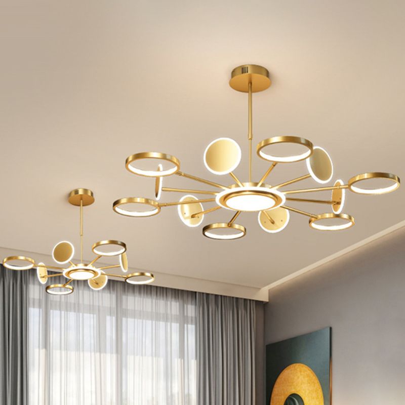 Kreis LED -Decke Kronleuchter moderne Metalldecke Hängende Armaturen mit hängenden Schnur für Wohnzimmer