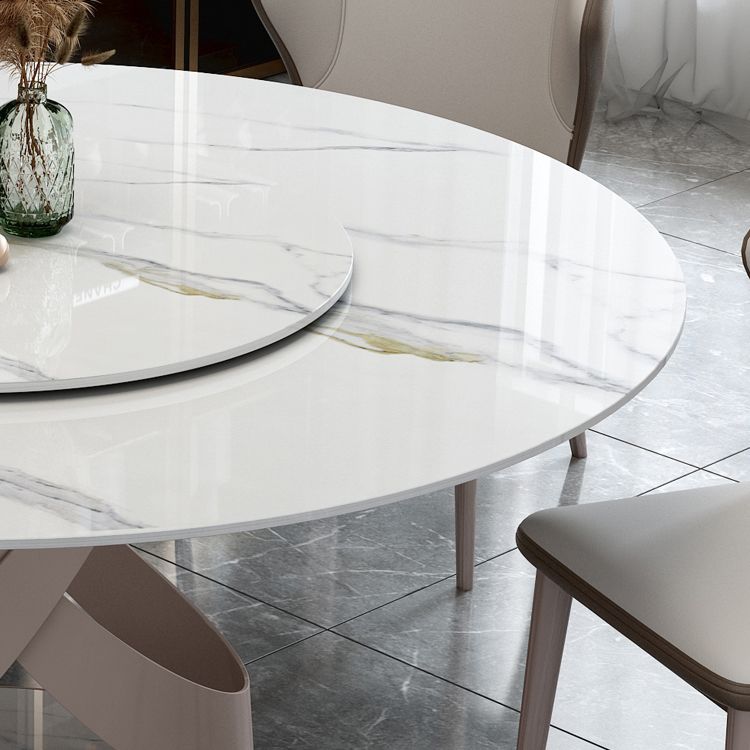 Glam Sintered Steen Witte tafel Ronde vorm Standaard eettafel voor keuken