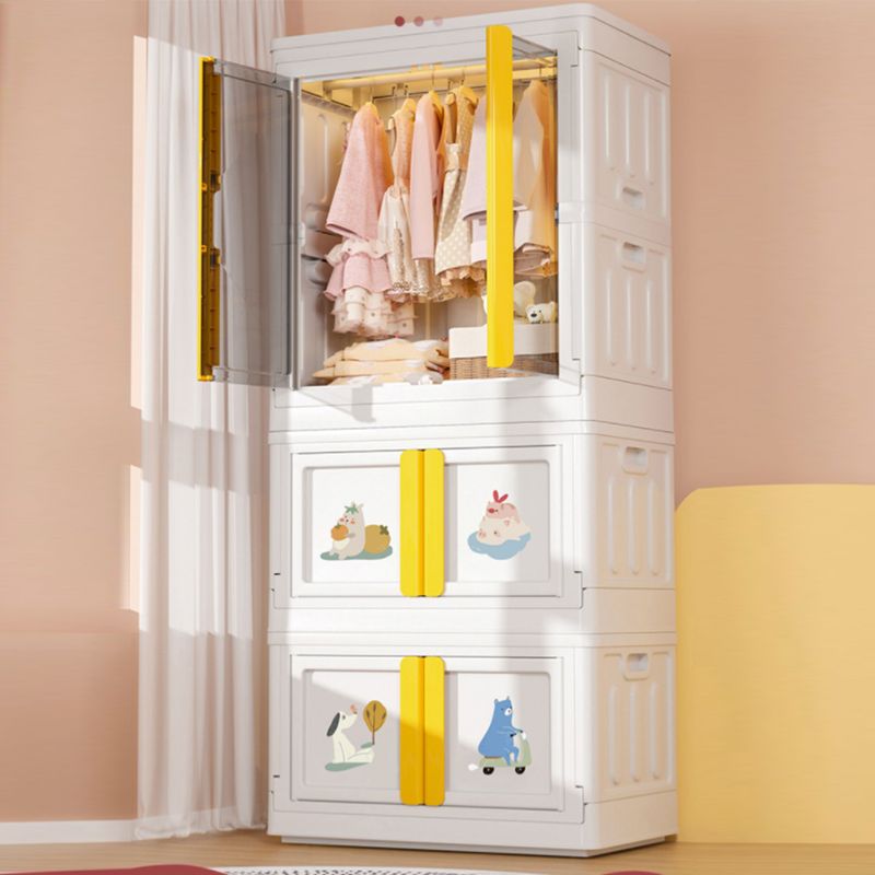 Plastic Storage Cabinet with Garment Rod Contemporary Hinged Door Cabinet