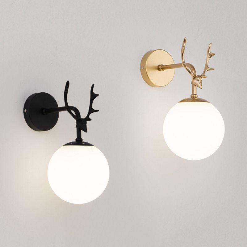 Glass Spherical Shape Wall Light Modern Style 1 Light Wall Mount Fixture for Living Room