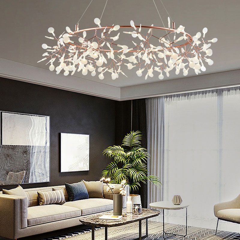 Glowworm Chandelier Light Fixtures Modern Multi-Head Hanging Pendant Lights with Acrylic Shade