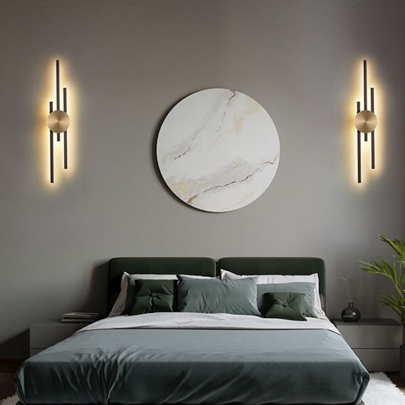 Contemporary Style Brass Wall Light Linear LED Wall Sconce for Bedroom
