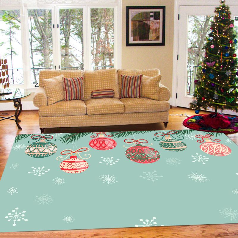 Dark Green Modern Carpet Polyester Christmas Tree Carpet Washable Carpet for Home Decor