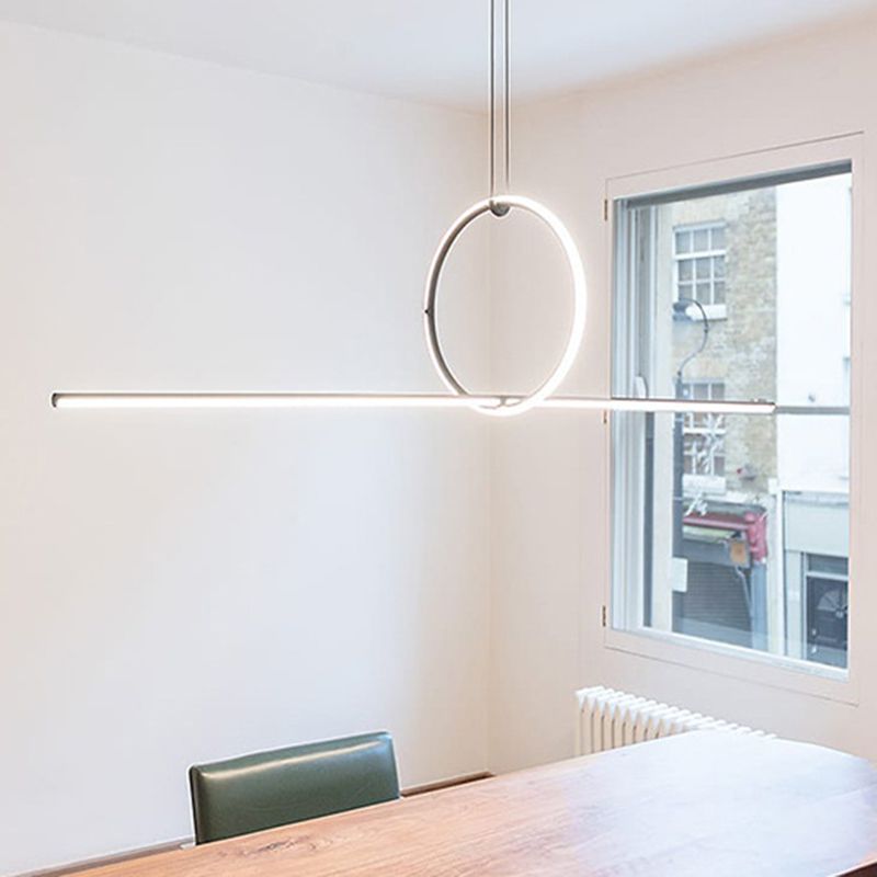 Linee a forma di sospensione Luce a sospensione Contemporanee Metal LED Office Sussed Lighting Freet in nero