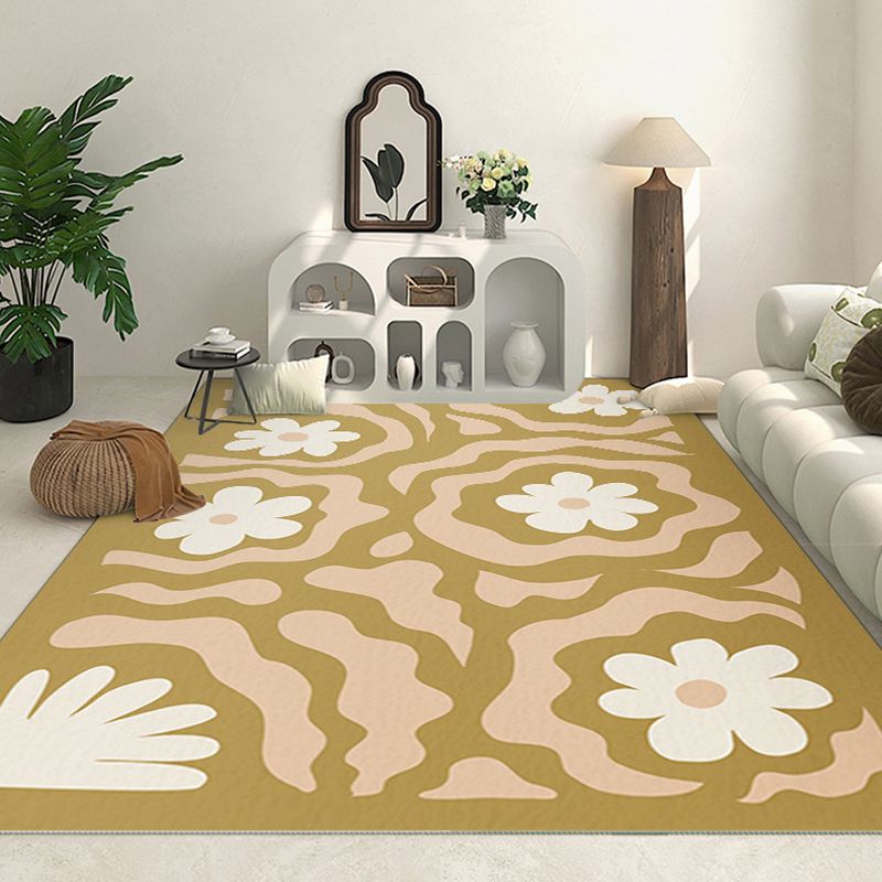 Nordic Plants Carpet Polyester Green Carpet Washable Carpet for Home Decor