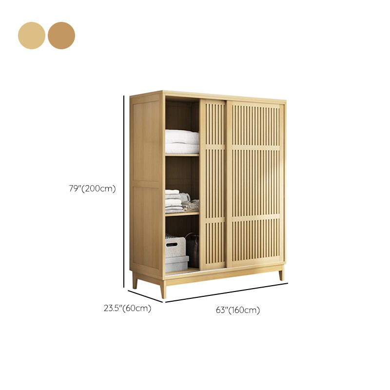 Modern Pine Solid Wood Wardrobe Freestanding Multifunctional Wardrobe Armoire