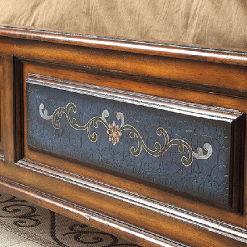 Traditional Wooden Panel Standard Bed, Arched Headboard Bed with Distressed Wood