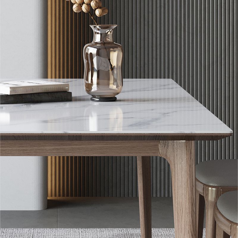 Medieval Modern Sintered Stone Table for Restaurant Rectangle Table with 4 Wood Legs