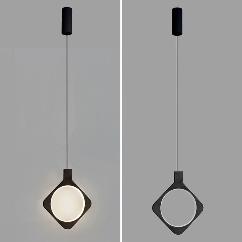 Lámpara colgante de LED de forma geométrica negra Lámpara de colgación de metal minimalista moderna para sala de estar
