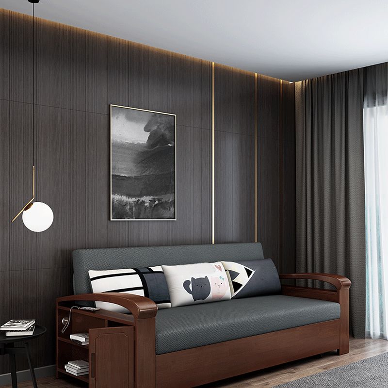 30.7" Wide Futon Sofa Bed with Storage Foldable Gray Linen Scandinavian