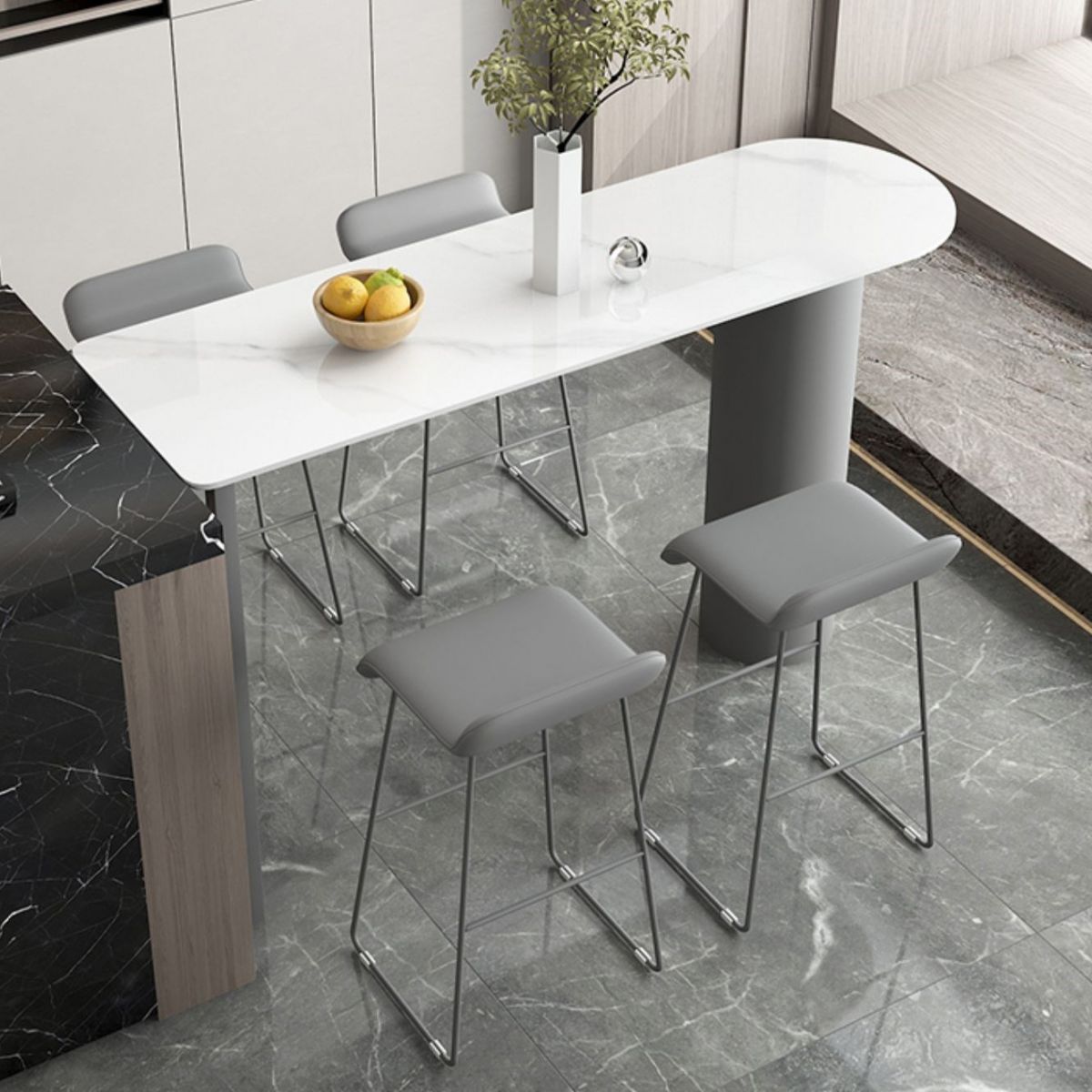 1/2/5 Pieces Modern Bar Stool and Table Set Sintered Stone Bar Table Set
