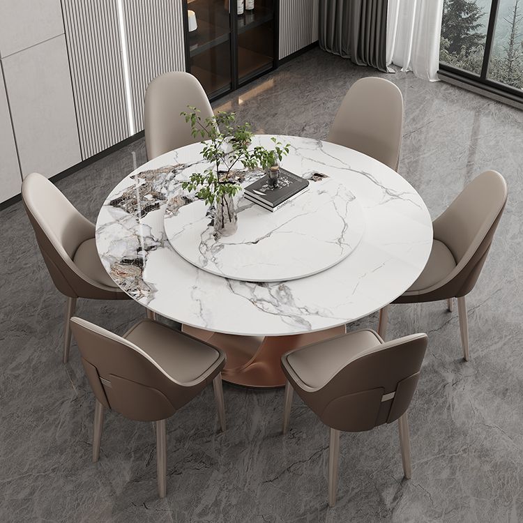 Rose Base Pedestal Dining Table Traditional Luxury Round Stone Dining Table