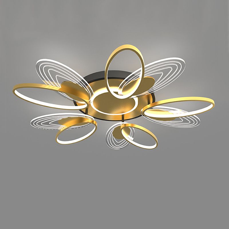 Forma de la flor de metal al ras del techo de techo moderno múltiples luces de montaje al ras en oro