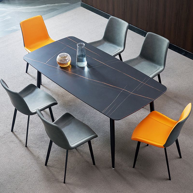 Eenvoudige stijl thuis gesinterde stenen eettafel koolstofstalen basis rechthoektafel