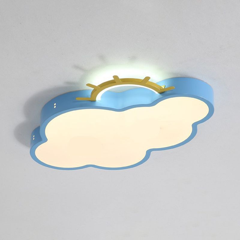 Metal Cloud Shade Flush Ceiling Light Kid Style 2 Lights Flush Mount Fixture