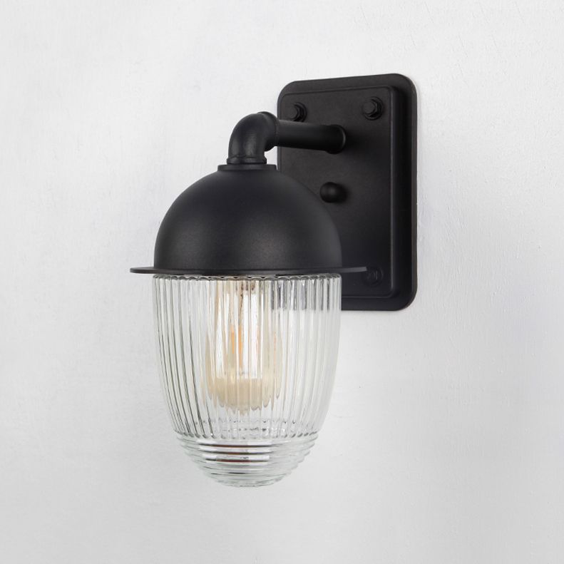 Modern Glass Shade Wall Light Black Single Light Wall Sconce for Outdoors
