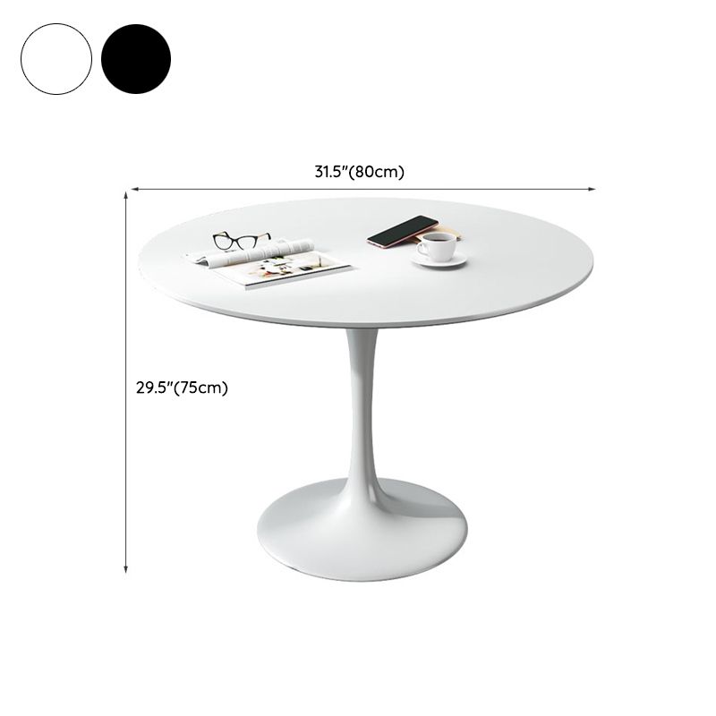 Minimalist White and Black Round Table with Tulip Style for 4 Person