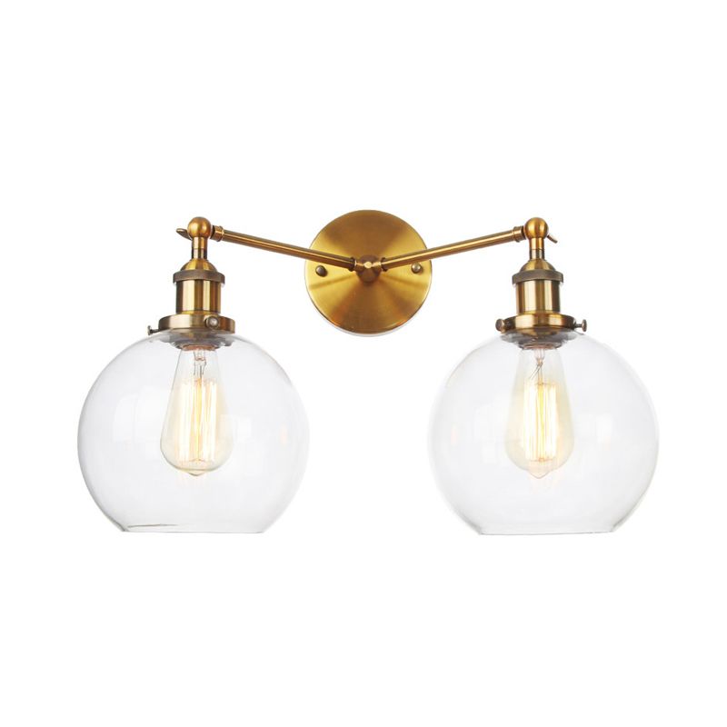 Schwarz/Chrom/Kupfer 2 Lichter Wandmontage Light Bauernhaus Globe Leuchten für Wohnzimmer