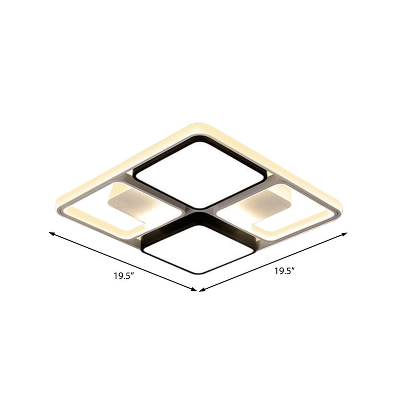Plafonnier encastré carré/rectangulaire Éclairage encastré LED contemporain en noir/blanc, 19,5"/45" de large