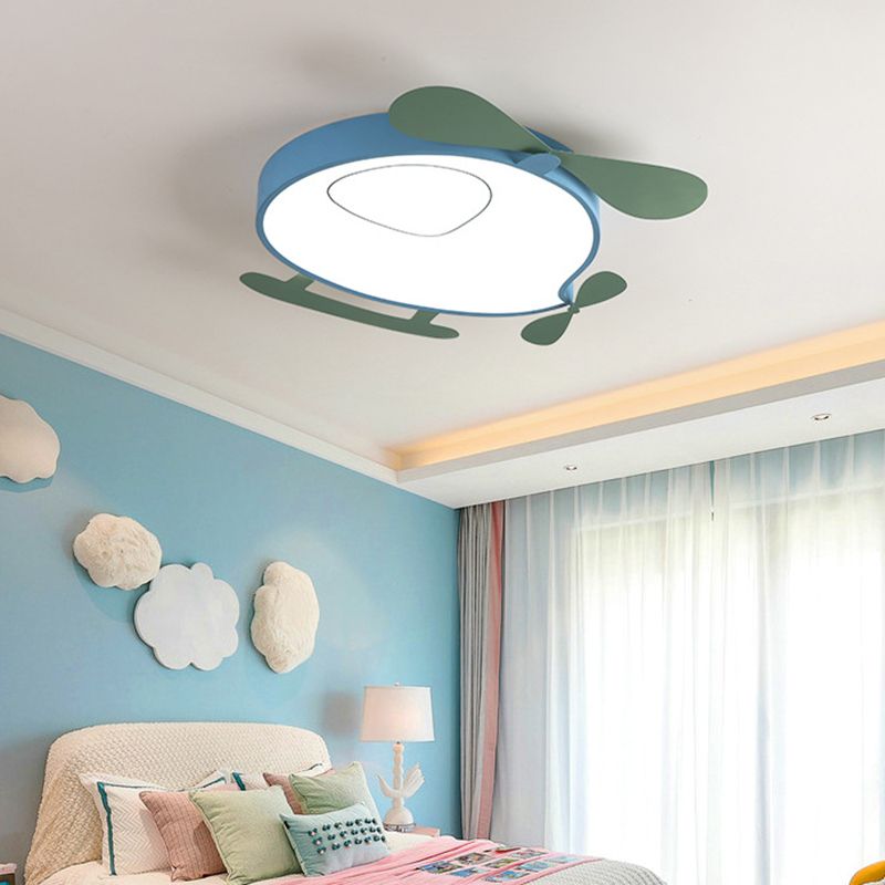 Cartoon vliegtuigvormige plafondlamp metalen babykamer LED-inbouwlamp met acryl diffuser