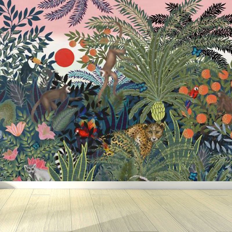 Tropix Forest Scenery Wallpaper Mural Non-Woven Waterproof Green Wall Covering for Room