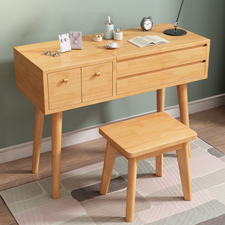 Modern Bedroom Dressing Table Solid Wood Flip-Top Make-up Vanity