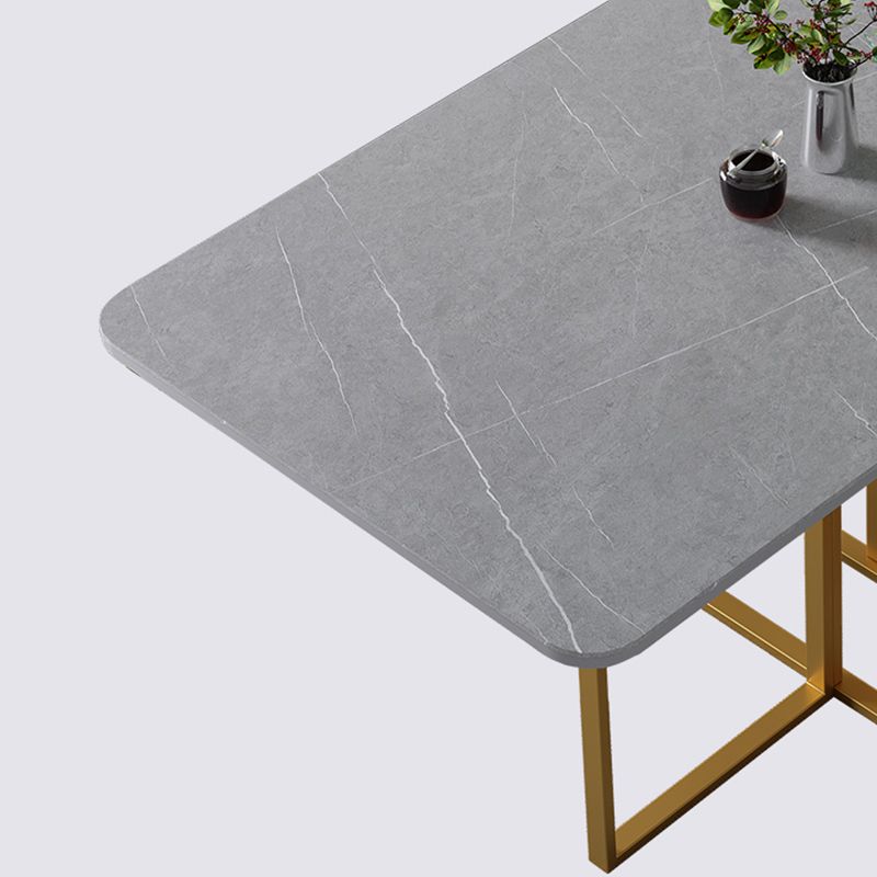 59"H Modern Sintered Stone Table Foldable Rectangle Table with Trestle Base