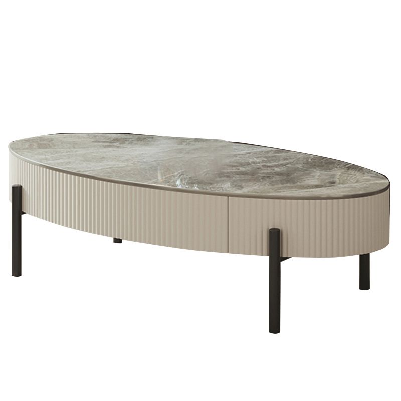 Glam 4 Legs Coffee Cocktail Table Slate Cocktail Table with Storage Drawers