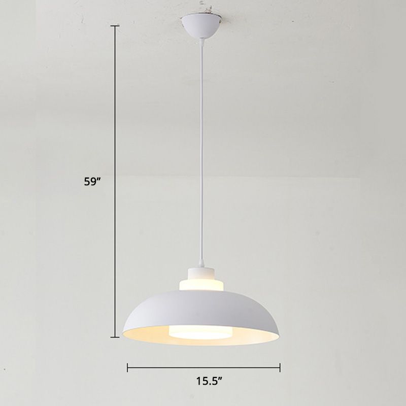 Bol en aluminium plafonnier pendrier léger macaron à la lampe à bulbe unique avec insert de l'ombre acrylique